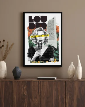Black Modern Grunge Collage Typography Framed Art Print – Best in Class Frames