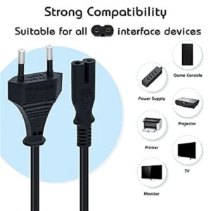 AC Power Cord Cable Compatible PlayStation 4 (PS4) Slim/PlayStation 5 (PS5) Game Console (Approx 1 Meter)