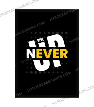 A4 Motivational Wall Frame – "Never Give Up" Inspirational Quote Art Print for Home, Office, Study or Gym Decor