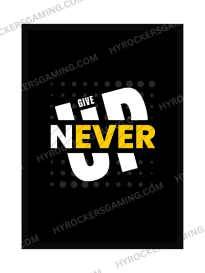 A4 Motivational Wall Frame – "Never Give Up" Inspirational Quote Art Print for Home, Office, Study or Gym Decor