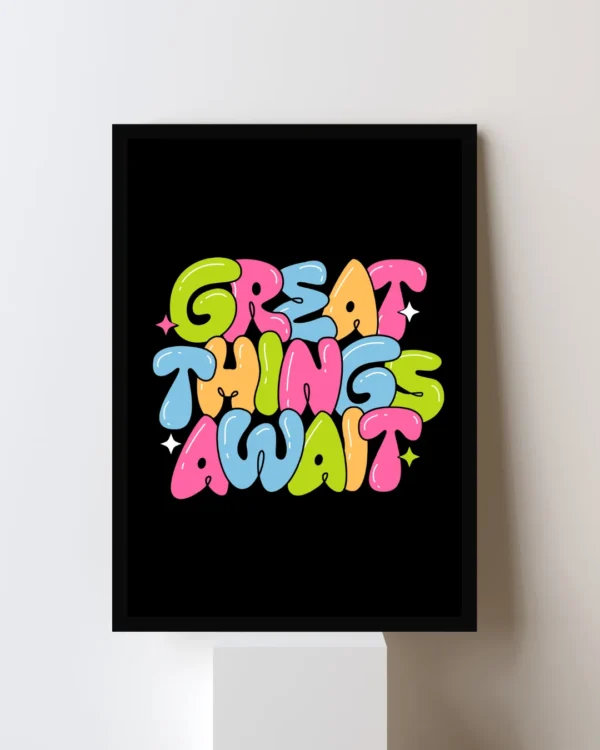 “Great Things Await” Motivational Wall Poster – Gaming Room & Study Decor