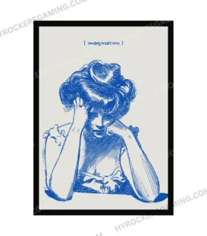 Imagination Wall Art – Inspirational Blue Ink Sketch Poster for Home & Office Decor